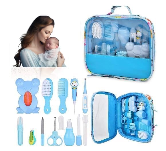 13 in 1 Baby Healthcare & Grooming Kit for Newborns, Complete Nursery Care Set with Hair Brush, Comb, Nail Clipper, Scissors, Thermometer, Nasal Aspirator, Travel Case, Baby Shower Gift-image-23
