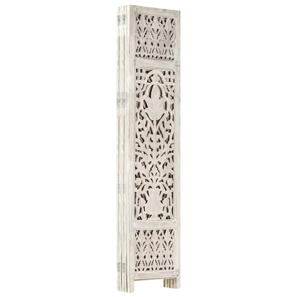 vidaXL Divisorio con 5 Pannelli Separè Speratore Paravento Richiudibile Mobili Arredamento Bianco 200x165 cm Legno Massello di Mango