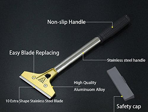 LDS Industry Long 12-1/2'' (32cm) Razor Blade Sticker Paint Gum Scraper Remover for Window, Long Handle Stove Oven Cleaner Glass Tile Windshield Granite Wall Cleaning Hand Tool, SCRP-B