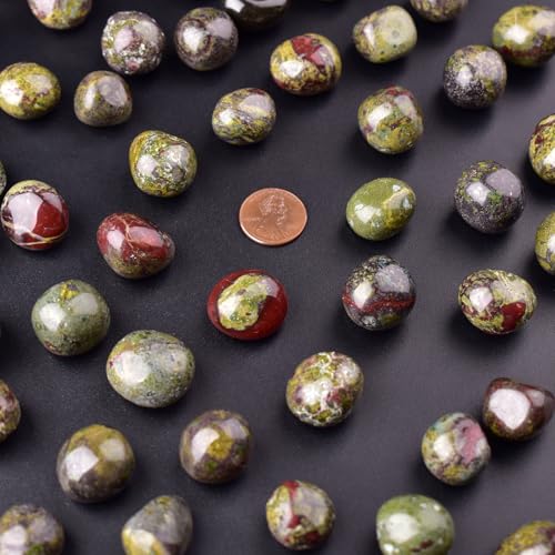 Image of Polished Stone Set Dragon Blood Jasper Crystals, Handpicked Tumbled Gemstones Rocks, Pebbles for Reiki, Chakra, Healing, Home Decor 0.6 inch Inches 7 Ounces
