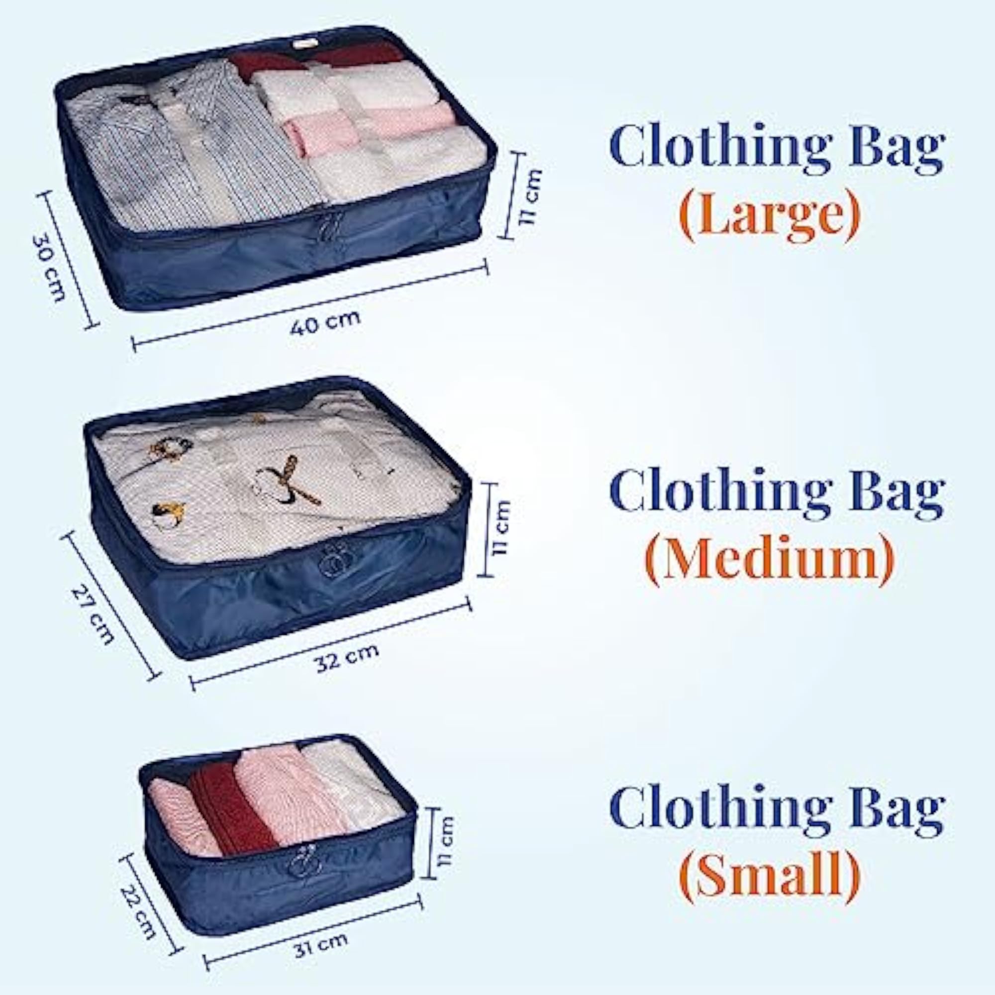 Polyester 6 Pc Packing Cubes for Suitcase