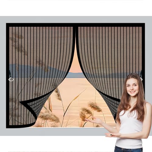 Moustiquaire Porte Fenetre 77 x 132 cm Anti-Moustiques, Anti-Insectes, Maille Ultra-Fine, Installation Facile, Rideau Anti-Mouches pour Portes, Différentes Tailles, Noir