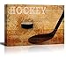 N\A Hockey rústico - Stick and Puck Vintage Wood Grain - Canvas Art Home Decor