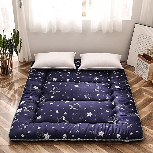 Image of MAXYOYO Navy Star Futon Mattress Japanese Tatami Mat Foldable Futon Portable Camping Mattress Kids Sleeping Pad Floor Couch, Full