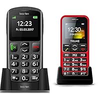 Bea-fon Silver Line SL250 Black-Silver &amp; Emporia TELME C151 (Extragroße beleuchtete Großtastenhandy) Rot