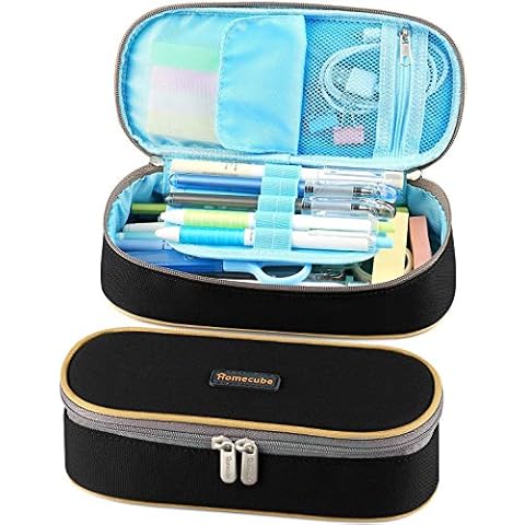 Homecube Pen Case, Big Capacity Waterproof Pencil Bag Oxford Make-up Pen Pouch Durable Stationery Bag Pen Holder for Man & Women, Black Cover