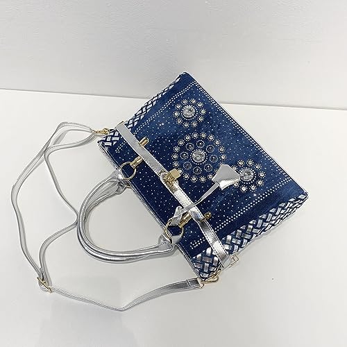 Bolso denim de mujer con gran capacidad y diseño brillante miniatura 3