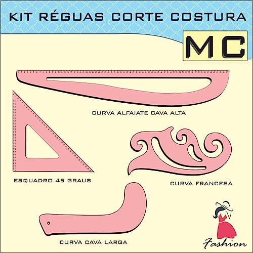 Kit Réguas Corte Costura Modelagem Alfaiate 8036 MDF Fenix