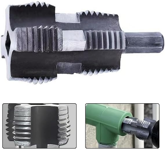 AEE® Plastik Su Borusu İç Diş Açma Matkap Ucu 1/2” & 3/4” – PPRC PVC Boru İç Diş Kılavuzu – Matkap Uyumlu Diş Açma Aparatı – Tesisat Tamir Montaj Aleti