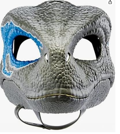 Wsgzmjseed Dinosaur Mask with Moving Jaw Tyrannosaurus Rex, Latex Mask for Halloween Decor Cosplay(Blue&Grey)-Includes deodorant sachet