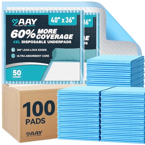 AAY Extra Large 40"x36" Disposable Underpads for Incontinence, 100 Count by AAY - Used condition - US$72.19