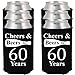 Shop4Ever Cheers & Beers to 60 Years Can Coolie Birthday Drink Coolers Coolies Black - 24 Pack