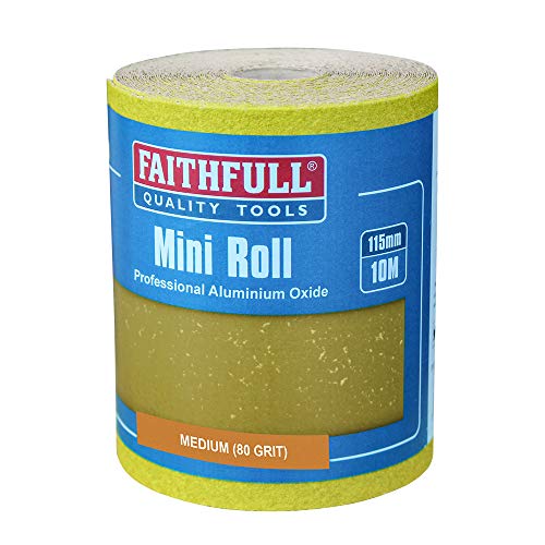 Faithfull FAIA1080Y 10M Medium (80 Grit) Sandpaper Roll Yellow (Std) 115mm x 10M