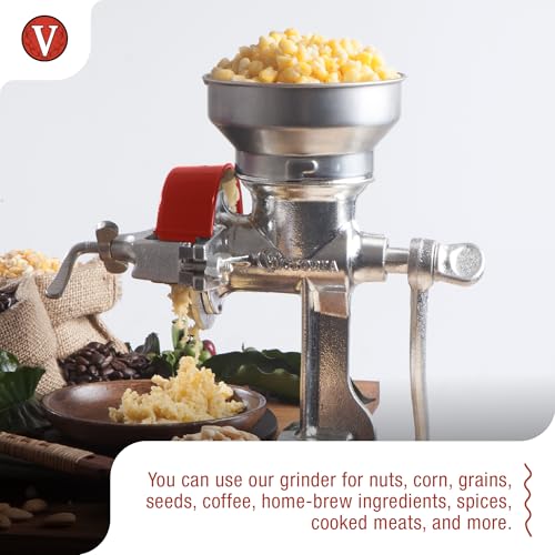 image for Victoria Manual Cast Iron Grain Mill with Low Hopper, Premium Corn-Gri