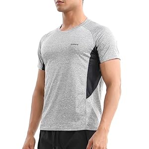 BROKIG Mens Gym Sport Shirts, Quick Dry Breathable Training Workout Fitness Shirt for Men Muscle Athletic T Shirts