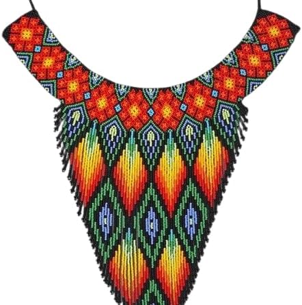 Handmade Colombian Beaded Statement Necklace – Embera Indigenous Seed Bead Collar, Colorful Boho Jewelry, Traditional Tribal Beadwork Art