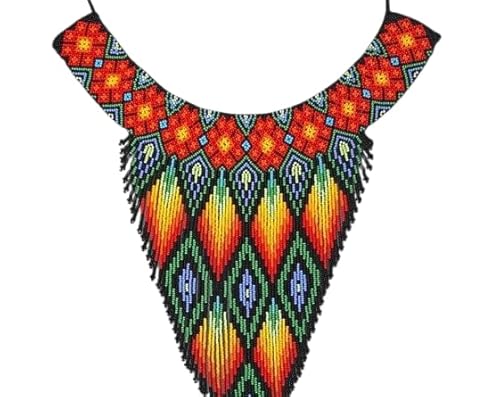 Handmade Colombian Beaded Statement Necklace – Embera Indigenous Seed Bead Collar, Colorful Boho Jewelry, Traditional Tribal Beadwork Art