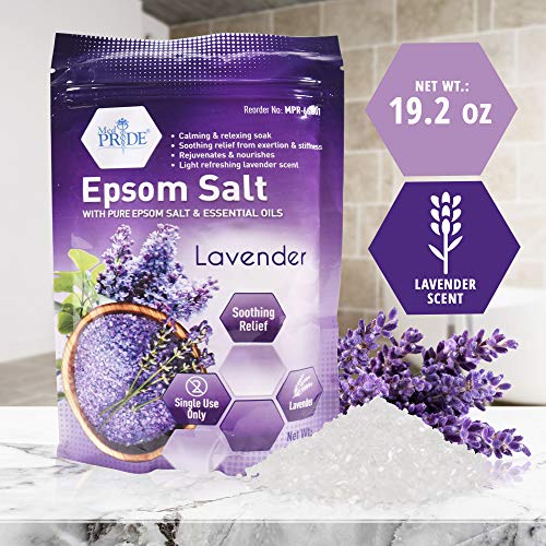 Medpride Epsom Bath Salts Soak For Pain Relief With Lavender Essential Oil- Relaxing Foot Bath Salts For Soothing, Muscle Recovery & Relaxation - Pure Moisturizing Soaking Salts For Men & Women 19.2Oz #TOP1