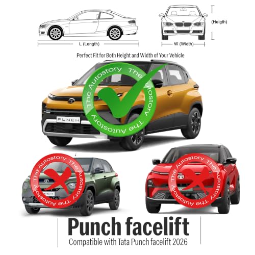 Image of AutoStory Punch Car Cover | Dustproof Lightweight Car Body Cover | Custom Fit for Punch facelift 2026 | Mirror Pocket | Lightweight | Indoor & Outdoor | Mirror Pockets, Elastic Bottom