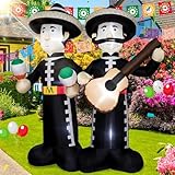 6FT Cinco de Mayo Inflatable Mariachi with LED Lights - Outdoor/Indoor Blow Up Decor for Mexican Fiesta, Halloween, Holiday Parties - Giant Festive Decoration