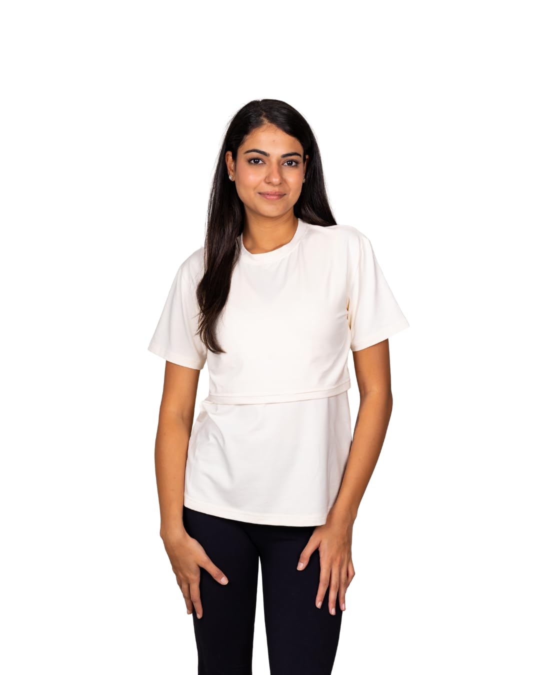 Nursing & Maternity Zipless Feeding Bamboo Cotton Tee for Women | Braless-Friendly, No Zip or Metal, Postpartum Wear - Sundaying-image-36