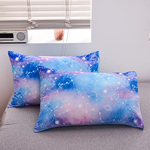 Holawakaka Tie Dye Constellation Print Ombre Comforter Set Twin Size Girls Boys Gradient Galaxy Bedding Set (Blue Purple, Twin) #TOP5