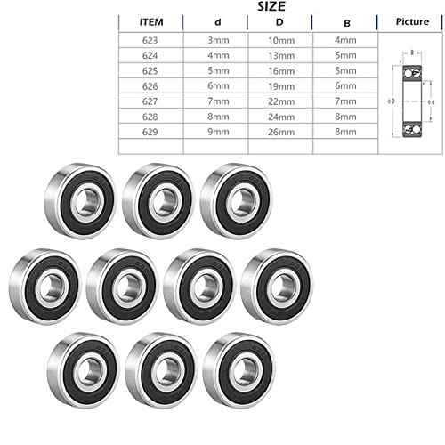 Rodamiento rígido de bolas 626-2RS en pack de 5 unidades para motor eléctrico