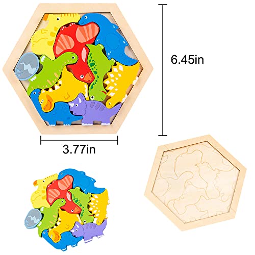 Arlai 3 Packs Wooden Puzzles For Kids, 3D Multi-Theme Animals Fruits Food Jigsaw Puzzles Montessori Learning Toy For Preschoolers Age 3+, Boys & Girls #TOP2