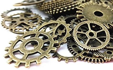 100 g Assorted Retro Style Antique Steampunk Gears Charms Pendant Clock Watch Wheel Gear for Crafting DIY Jewelry Making Accessories