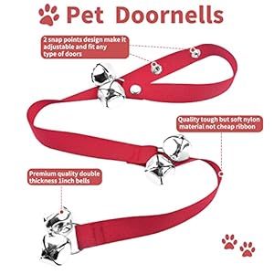 2 Pack Dog Doorbells, Pet Training Bells for Go Outside Potty Training and Communication Device Large Loud Dog Bell Cat Puppy Interactive Toys Adjustable Strap Door Bell (Red)