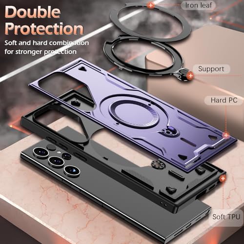 Image of for Samsung Galaxy S24 Ultra Case Magnetic with stand, with Mag-Safe, with Screen Protector, Wireless Charging, Shockproof for Samsung S24 Ultra 5G Phone Case, Ring Holder Cover, for Samsung S24 Ultra