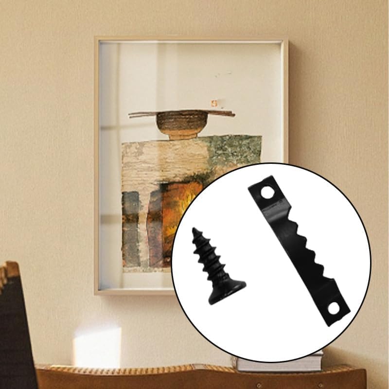 150 Pcs Heavy-Duty Sawtooth Picture Hangers with 300 Screws – Small Frame Hangers for Paintings, Photos & Drawings – Home Wall Decoration Solution (Black)