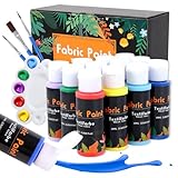 Fmtasx Stoffmalfarben Textilfarben Waschfest | Set aus 12 x 60ml Textilfarbe Waschmaschinenfest | Stofffarben Für T-Shirt, Jeans und allen Textilien