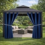Waterproof Outdoor Curtain W52 x L84 - Grommet Top Sunlight Blocking Window Treatment Drapes Blackout Curtains for Home Bedroom Living Room Outdoor Patio Porch Pergola Cabana Gazebo (Navy, 2 Panels)