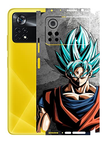 Image of AtOdds - Poco X4 Pro (5G) Mobile Back Skin Rear Screen Guard Protector Film Wrap (Coverage - Back+Camera+Sides) (Goku)