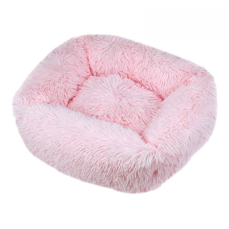 Odot Plush Dog Bed, Small Medium Large size Dogs, Square Washable Pet Bed for Cat Puppy Crate, Calming Dog Sofa, Soft and Fluffy, Non-Slip (Pink,XL)