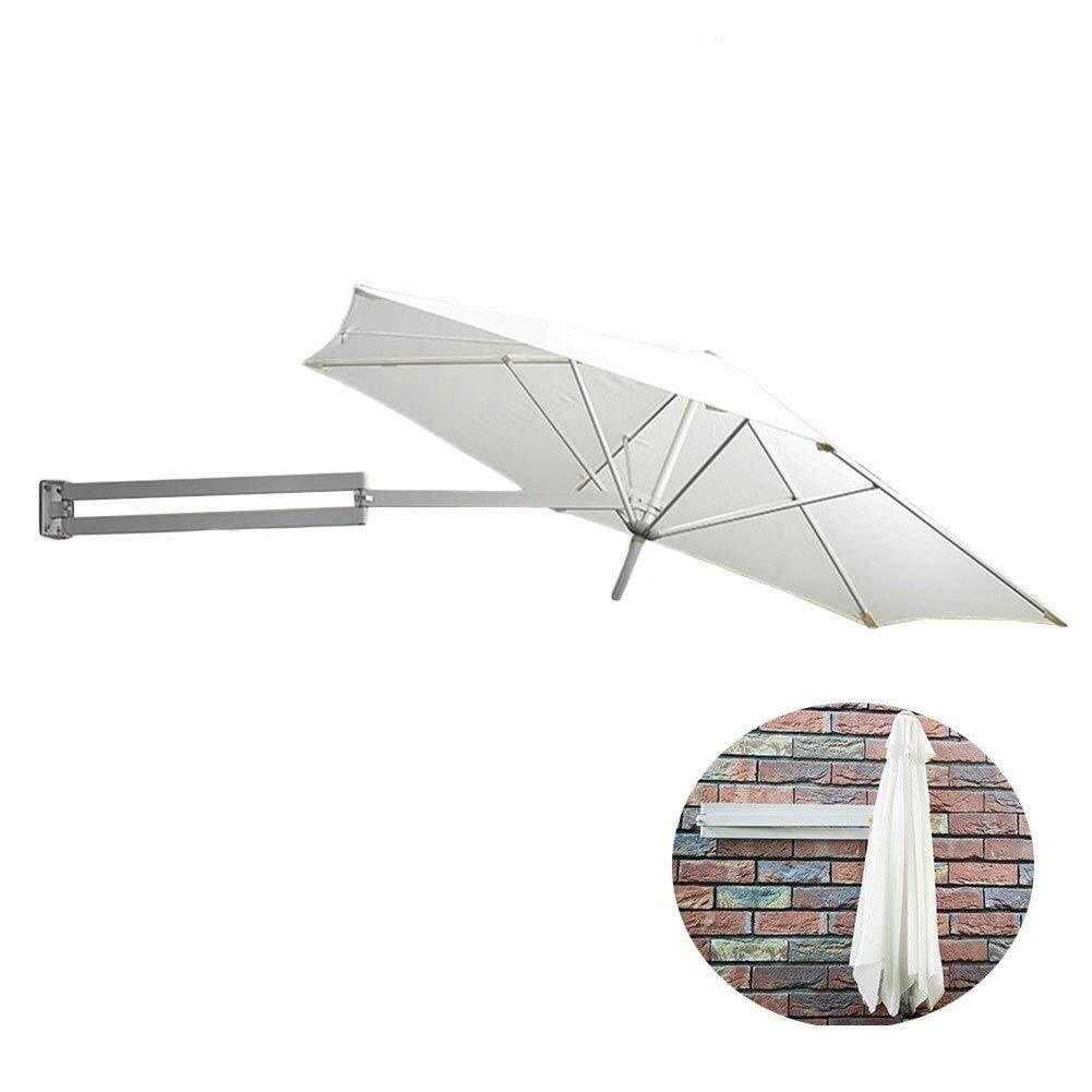 LYGSWDB Parasole 2,5 m ścienny balkonowy parasol tarasowy, meble ogrodowe środkowy kwadratowy montowany na ścianie wspornikowy uchylny parasol przeciwsłoneczny z metalowym słupkiem, biały