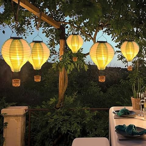 8.3Inch Hot Air Balloon Solar Lantern with Flickering Flame Light, Outdoor Solar Hanging Lights Waterproof for Garden Yard Patio，Holiday Decoration Cover
