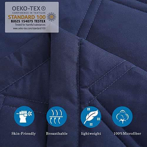 Comflive Down Alternative Blanket, King Bed Blanket For All Seasons, Lightweight Blanket, Reversible Quilted Blanket With Double-Needle Desgin - Winter Summer Comfort Soft (Navy, King/Cal King) #TOP1