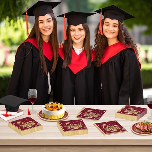 50 Pcs Graduation Napkins Class of 2026 - Maroon Gold Congrats Grad Napkins Set, 3-Ply Disposable Graduation Luncheon Dinner Party Paper Napkins for Grad Party Supplies Table Decoration — view 6