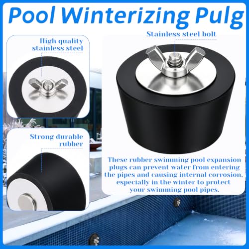 Image of 8 Pack Winterizing Pool Plugs Kit with 2 Skimmer 2 Threaded Plug 1 inch 1.25 inch 1.5 inch 2 inch Rubber Closing Stopper with Tapered Seals for Winter Return Line Cap Above Ground Inground Pools