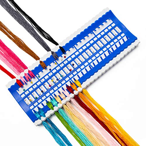 Image of Luxiv 50 Position Embroidery Floss Organizer, Thread Shelf with 15P Card | 50 Position Thread Holder And 15 Replaceable Cards, For Embroidery Floss, Needles, Cross Stitch And Sewing Projects