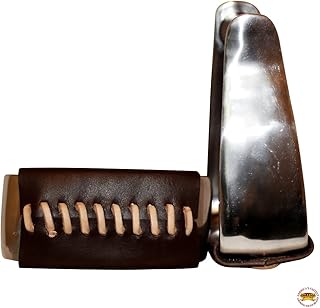 HILASON Stainless Steel Stirrups Pair w/Slanted Bottom Western | Aluminum Leather Wooden Endurance Angled Padded