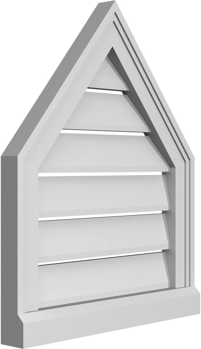GVSPE18X2203SF-14 Peaked Top Brickmould Sill Frame, Primed Tan Signature Series Surface Mount Gable Vents, 18-in. W x 22-in. H, Unfinished
