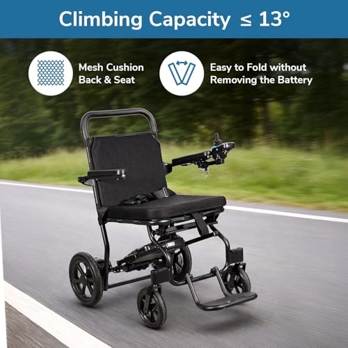 Image of EverActiv EcoAir Lightweight Electric Wheelchair 16.5kg (with Battery) | Brushless Motor Foldable Power Wheelchair | Digital Joystick Controller | 15KM Lithium Battery | Portable Motorized Wheelchair for Travel