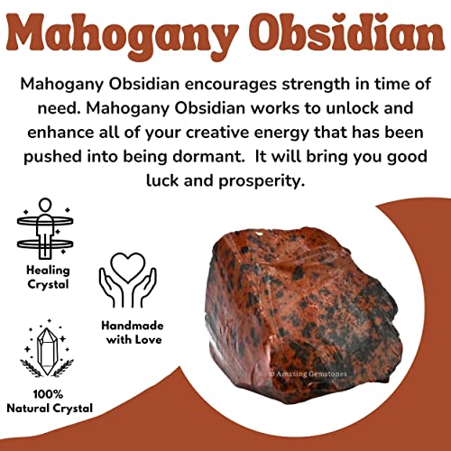Image of Amazing Gemstone Mahogany Obsidian Raw Crystals and Healing Stones, 5 Pieces Natural Rocks for Tumbling and DIY Raw Stones and Crystals