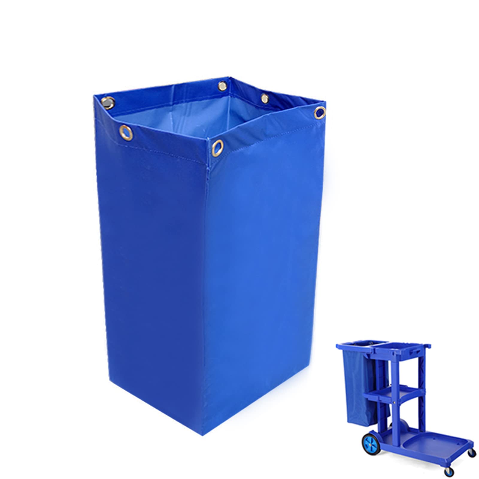 Replacement Janitorial Cart Bag, High Capacity Waterproof Thickened Housekeeping Commercial Janitorial Cleaning Cart Bag with 6 Brass Grommets - 25 Gallon (Blue)