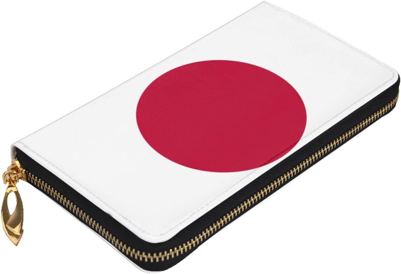 Japanese flag Women's wallet, clutch wallet, with zipper, large capacity.