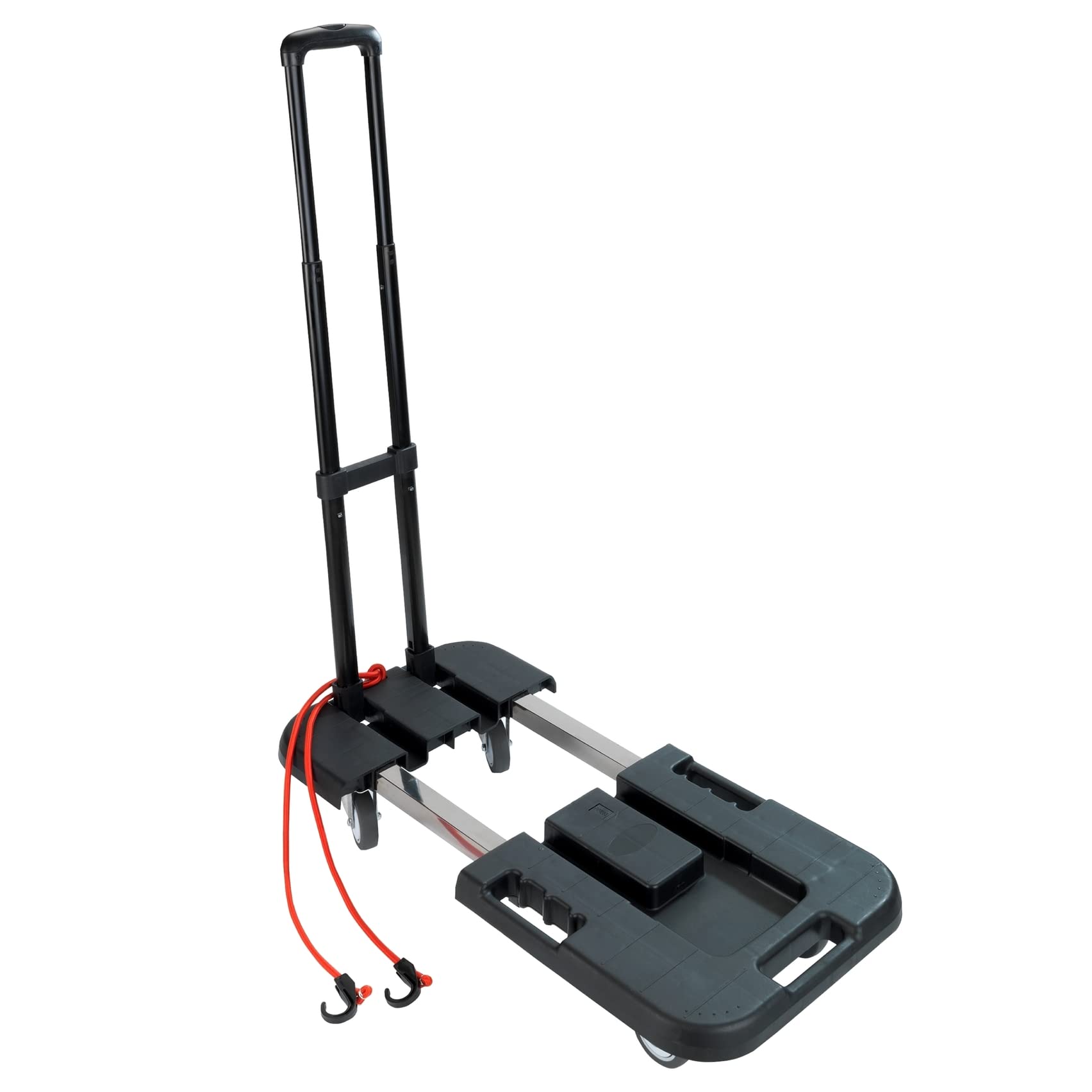 Maximex Sackkarre Mod. Transport-Profi ausziehbarer Ziehwagen stabile Transporthilfe mit höhenverstellbarem Griff bis 150 kg belastbar 56-76x38x13,5 cm Kunststoff PP Stahl TPR Schwarz Silber