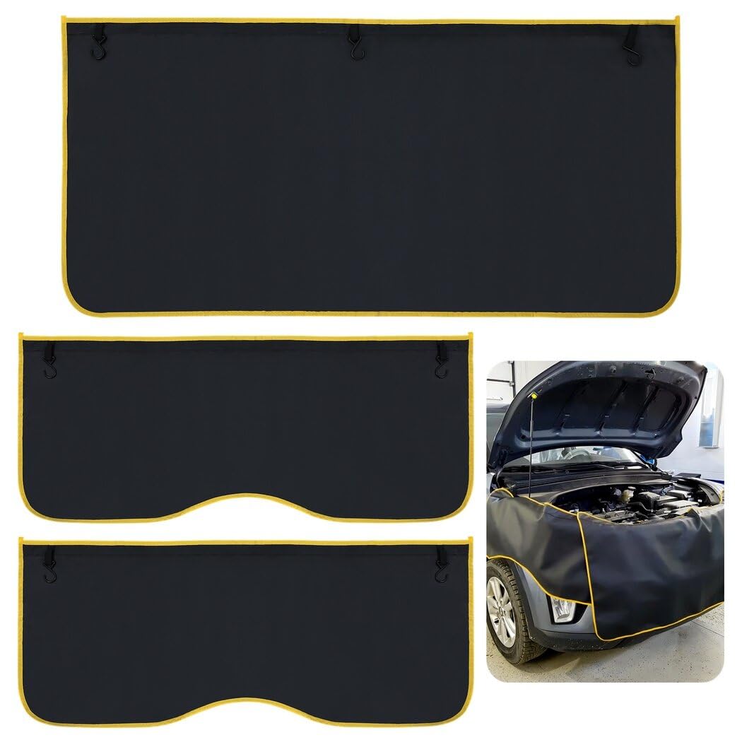 Homaisson 3 PCS Fender Front Covers for Mechanics,Automotive Fender Covers, Microfiber Leather Car Fender Protector Mats